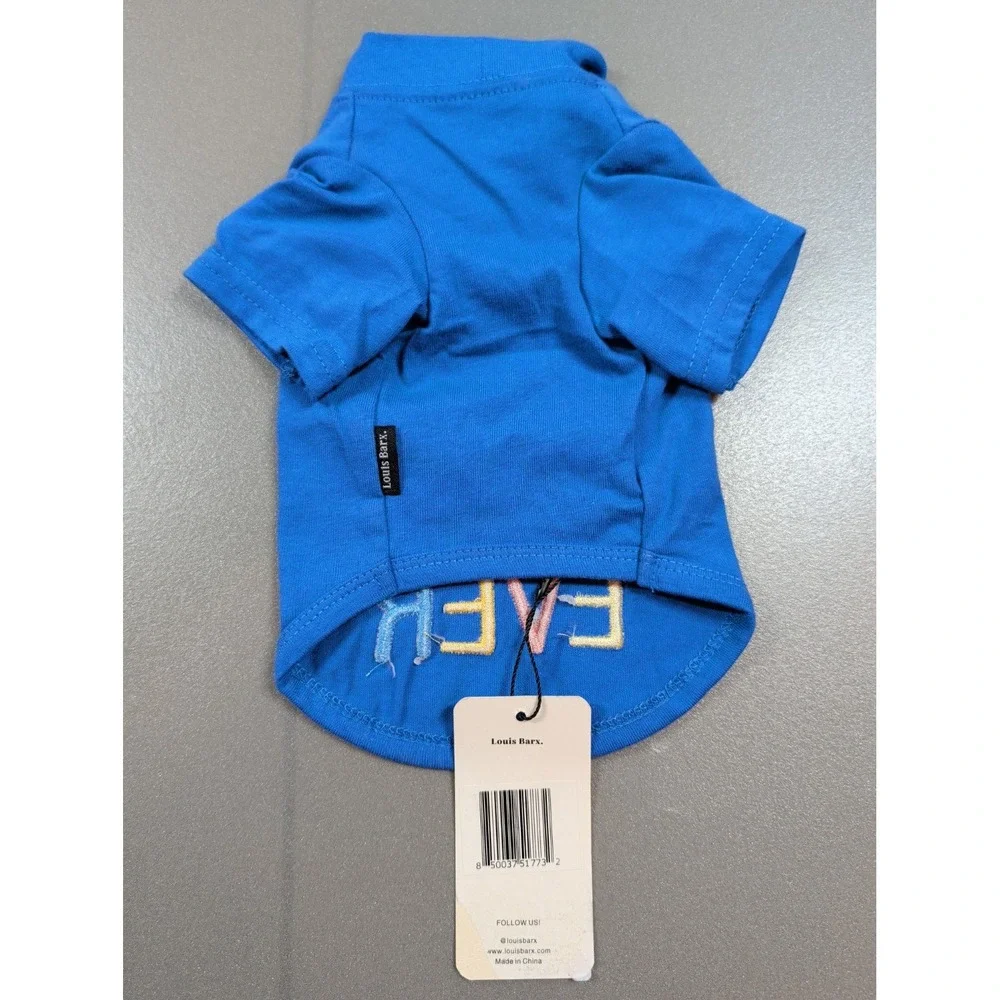 Louis Barx Best Dog Ever Blue Cotton Pet T-Shirt Size Small‎ Embroidered Shirt